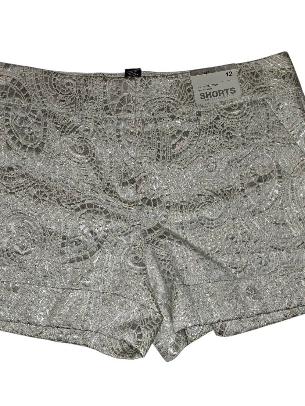 New York & Company Silver Lace Overlay Shorts